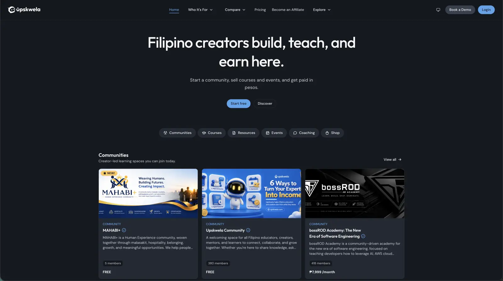 Screenshot ng Upskwela website